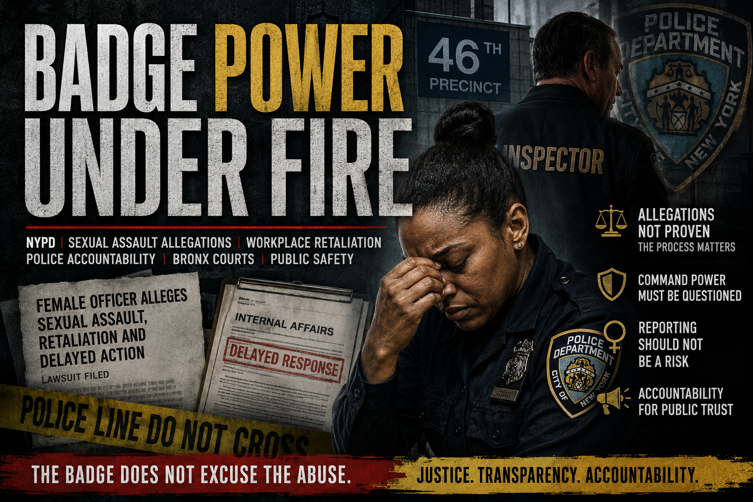 Badge Power Under Fire headline image about NYPD accountability