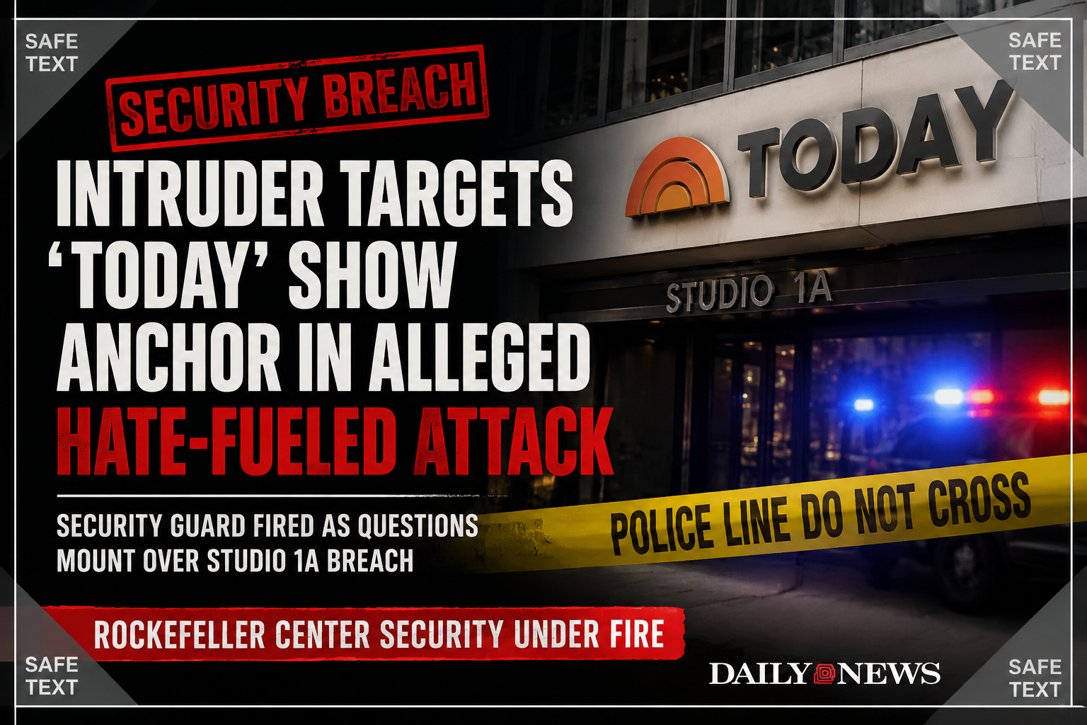 Headline image about an alleged hate-fueled security breach targeting a Black anchor at NBC's Today show