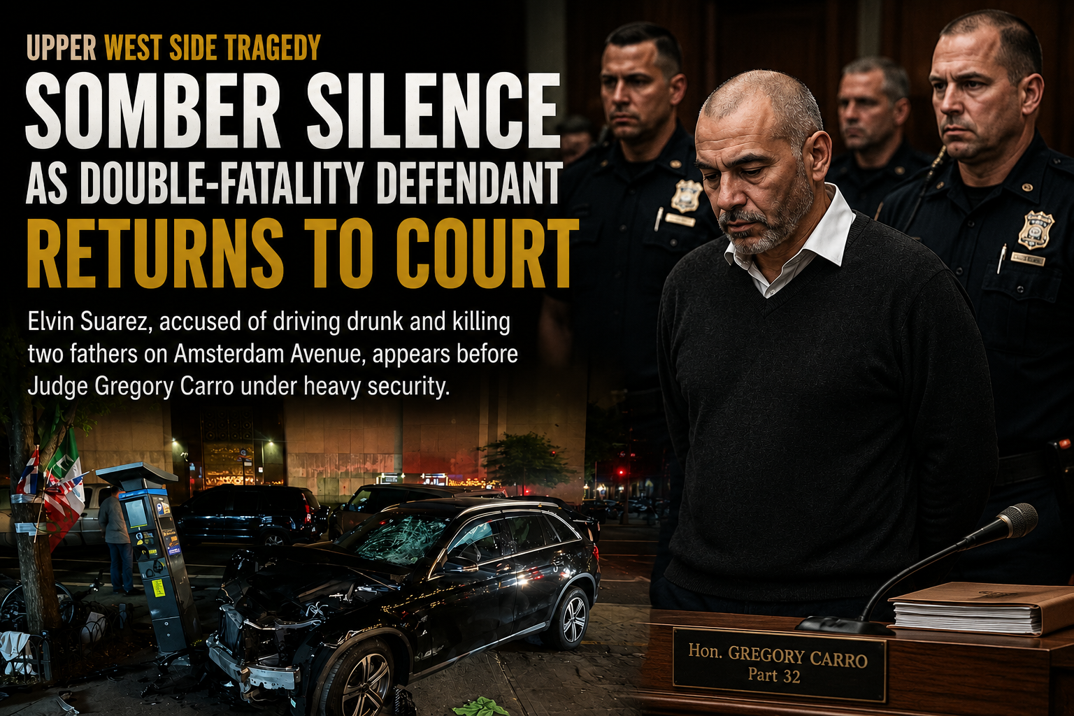 Courtroom composite for Elvin Suarez Upper West Side crash case