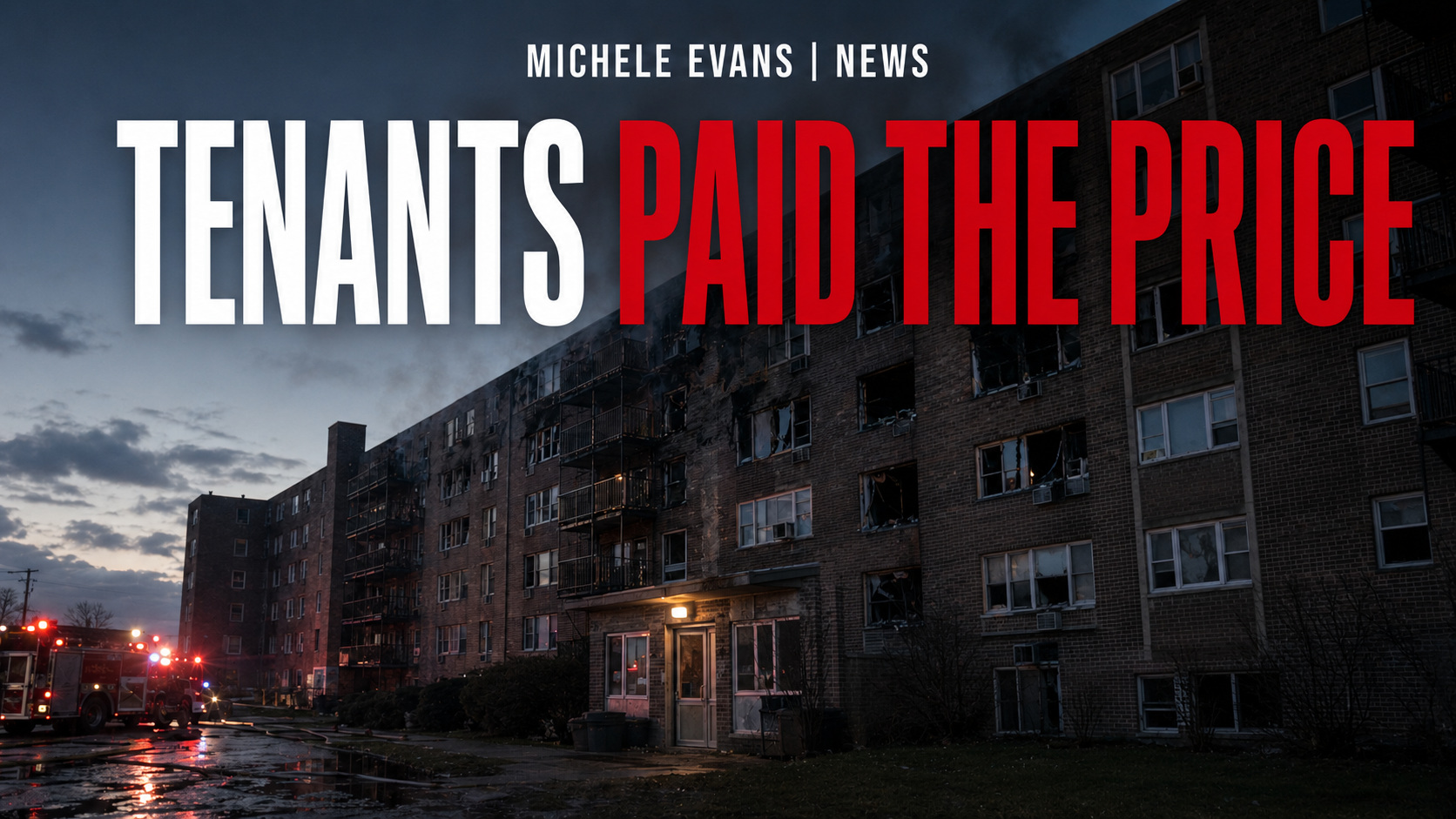 Syracuse apartment complex after a fire with the headline Tenants Paid the Price