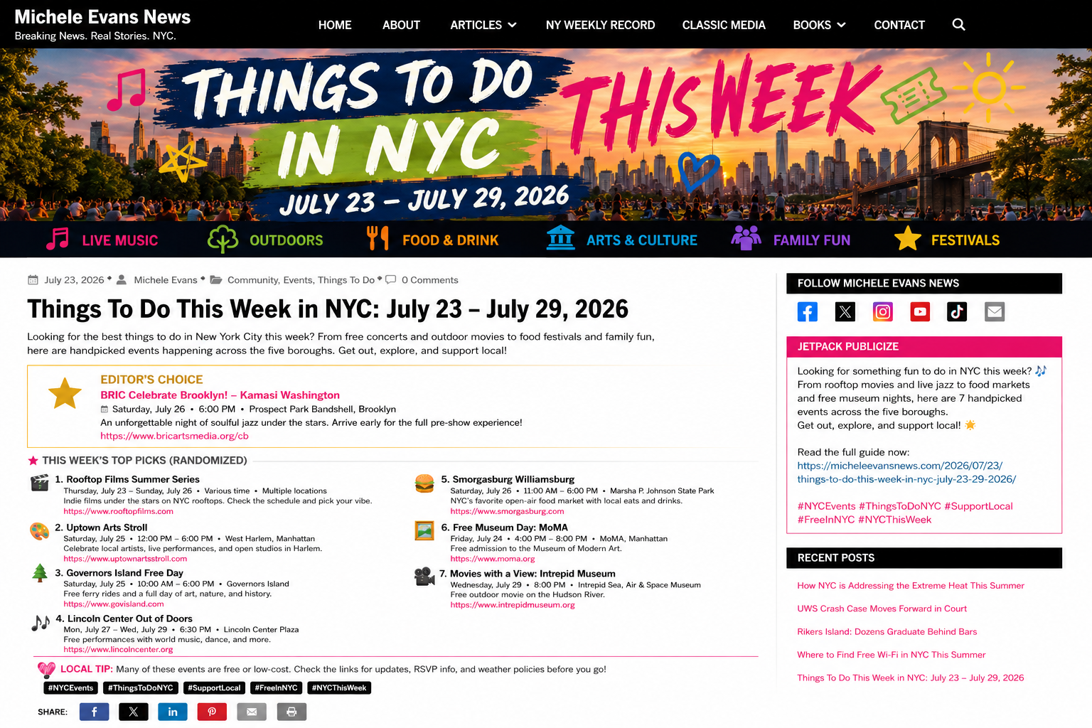 Things to do this week in New York City, July 23 through July 29, 2026