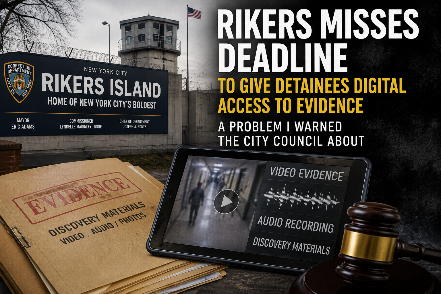 Rikers Island evidence access headline image