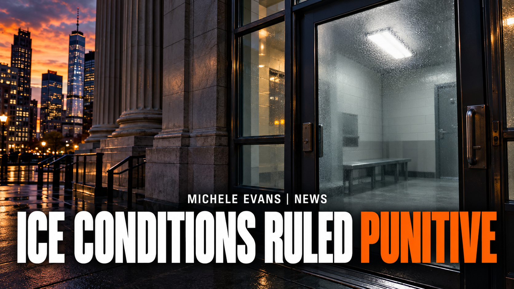 Federal courthouse and detention holding room representing the 26 Federal Plaza conditions ruling