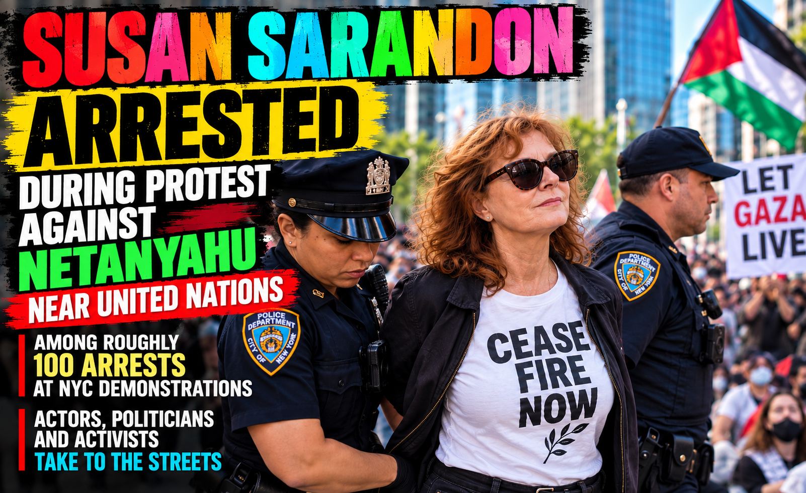 Susan Sarandon arrested during protest near the United Nations