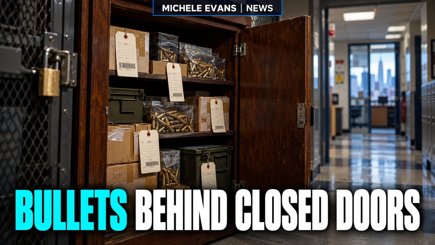 Ammunition storage and New York City oversight office with headline Bullets Behind Closed Doors