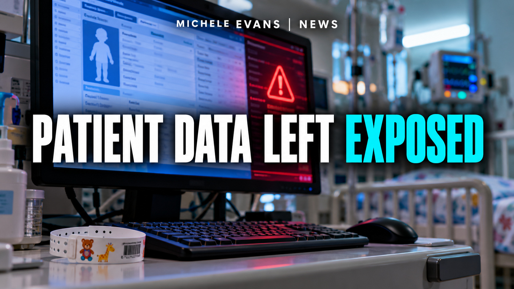 Pediatric hospital computer with the headline Patient Data Left Exposed
